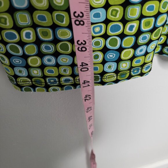 Vintage 90s y2k green blue geometric print mod 70s vibe v neck midi dress size 8 - Picture 6 of 6